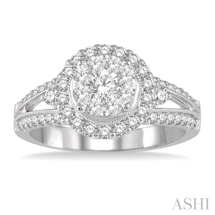 1 Ctw Lovebright Round Cut Diamond Engagement Ring in 14K White Gold