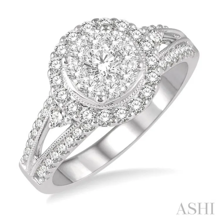 1 Ctw Lovebright Round Cut Diamond Engagement Ring in 14K White Gold
