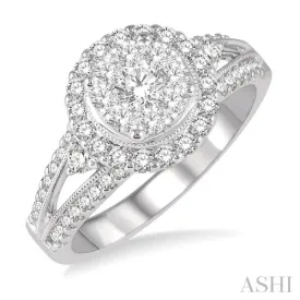 1 Ctw Lovebright Round Cut Diamond Engagement Ring in 14K White Gold