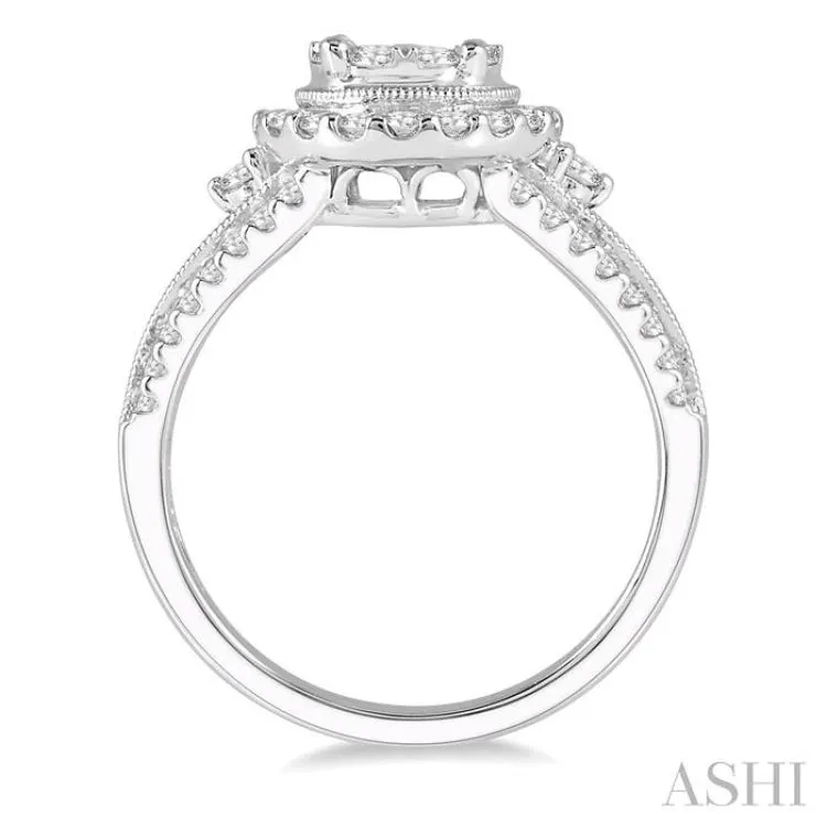 1 Ctw Lovebright Round Cut Diamond Engagement Ring in 14K White Gold