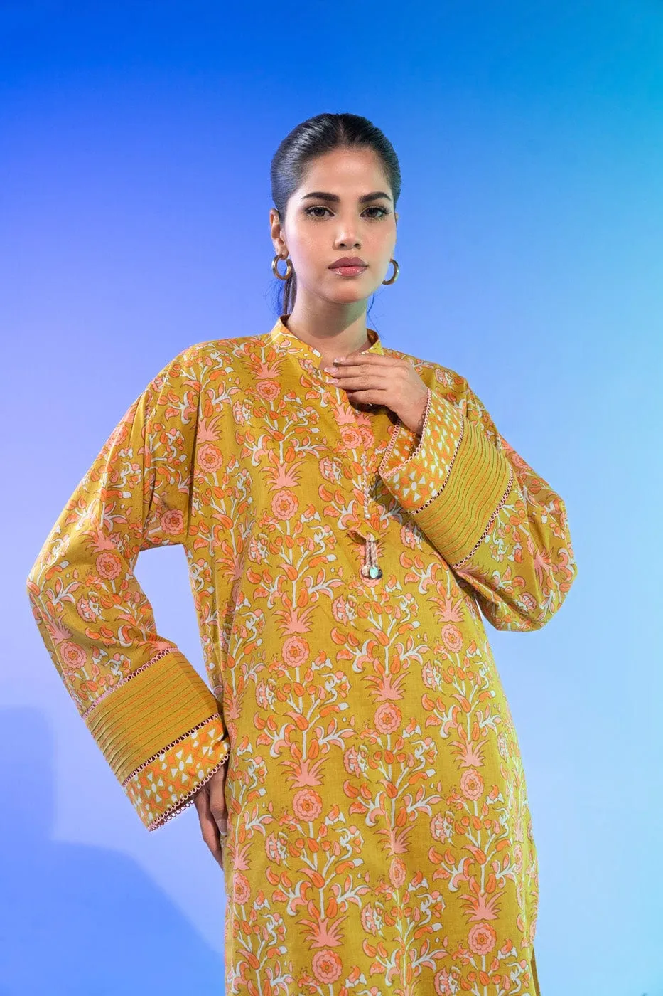 1 Pc Printed Silver Lawn Shirt 