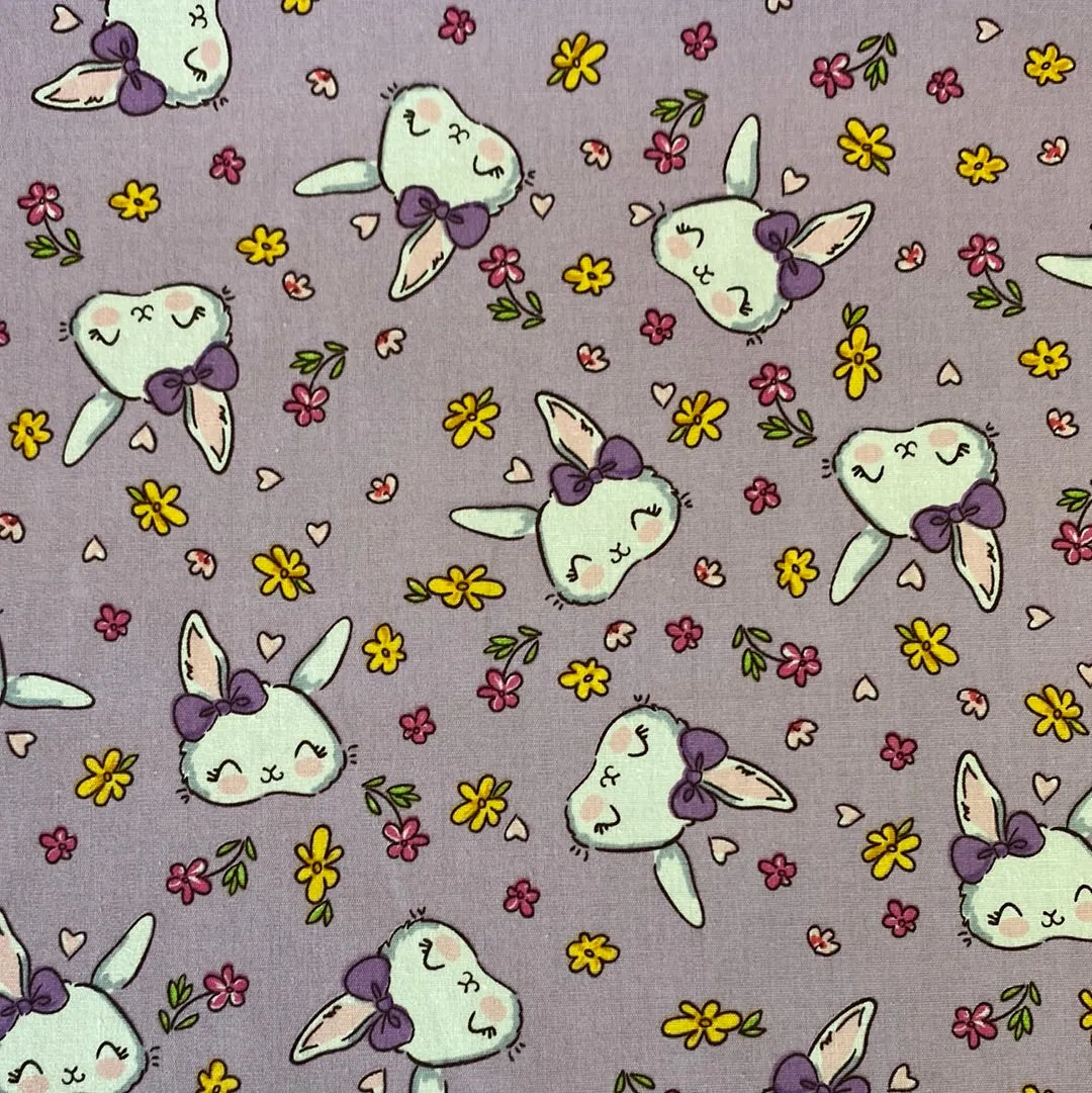 100% Cotton Poplin  - Little Bunny Face - Sold by Half Metre