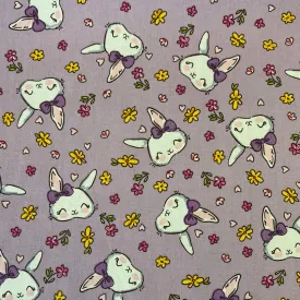 100% Cotton Poplin  - Little Bunny Face - Sold by Half Metre