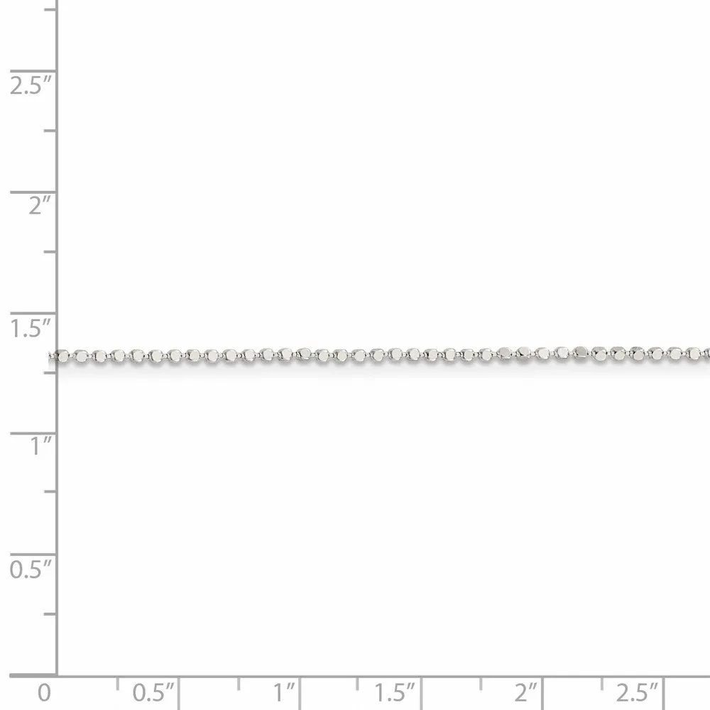1.1mm Sterling Silver Solid Square Beaded Chain Necklace