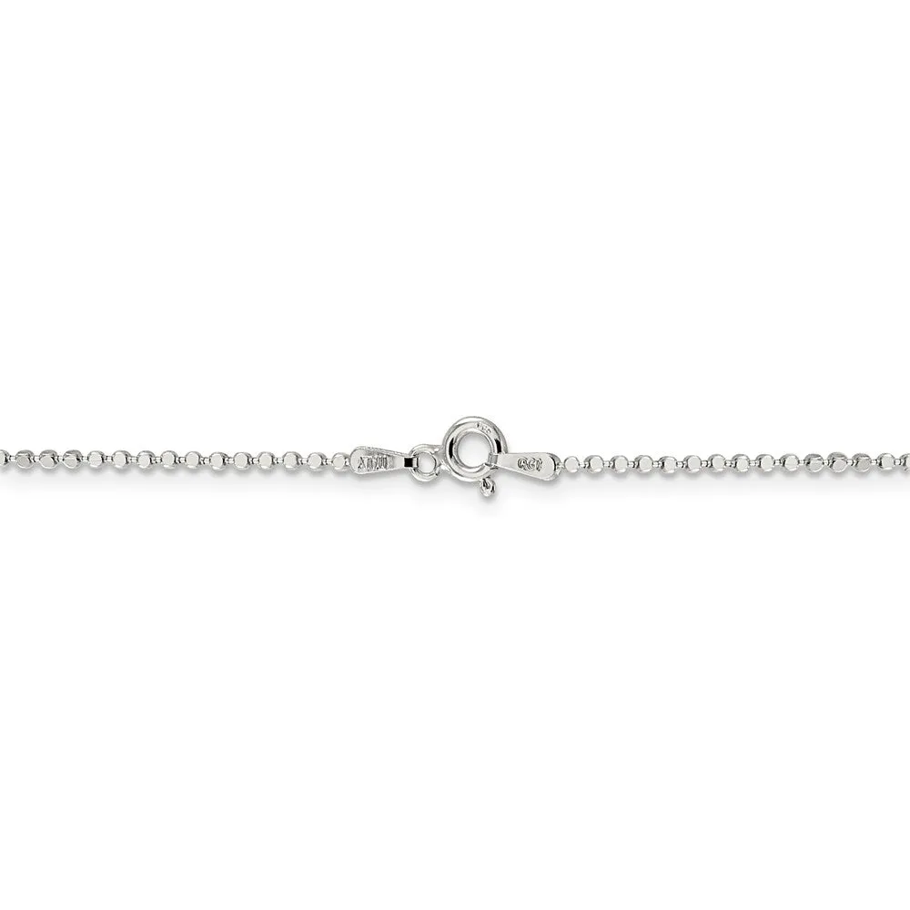 1.1mm Sterling Silver Solid Square Beaded Chain Necklace