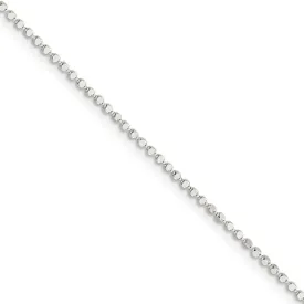 1.1mm Sterling Silver Solid Square Beaded Chain Necklace