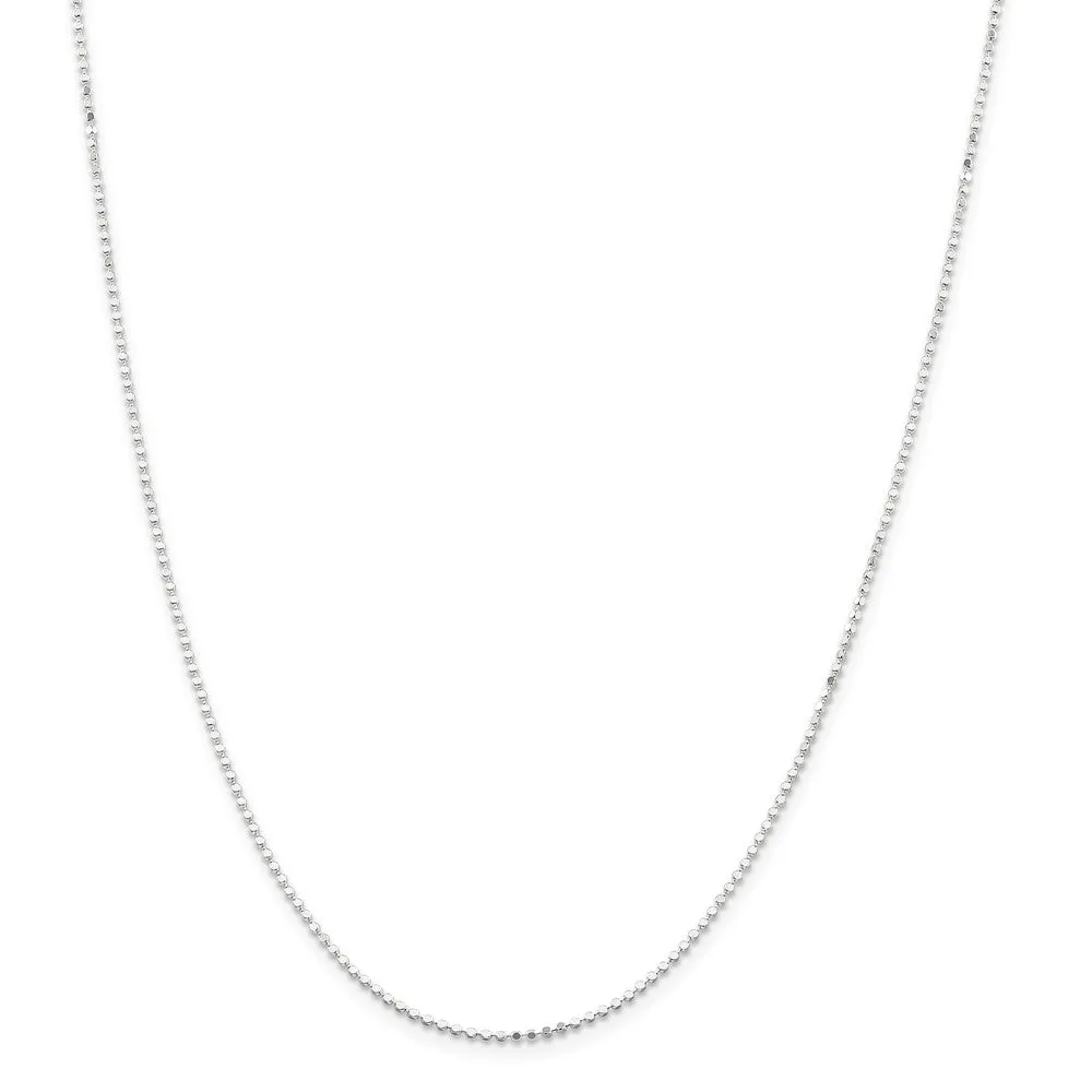 1.1mm Sterling Silver Solid Square Beaded Chain Necklace