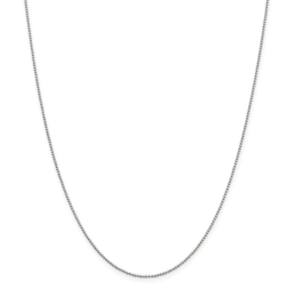 1.25mm, Sterling Silver Hollow Bead Chain Necklace