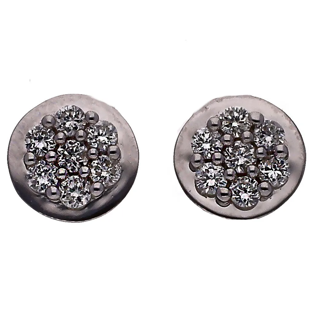 18K White Gold Diamond Cluster Earrings