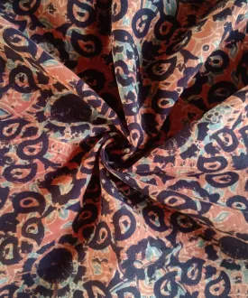 2.5m Black orange handspun hand woven cotton ajrakh kurta material