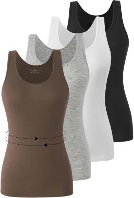 4 Piece Tank Tops for Women Sleeveless Top Basic Layering Tanks Undershirt