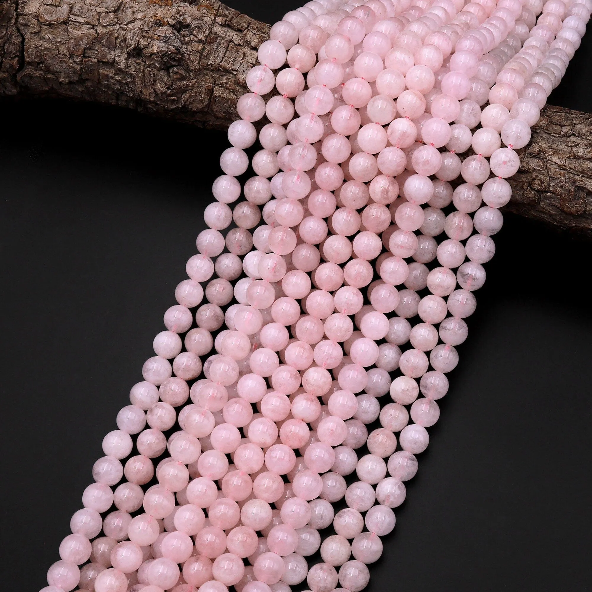 AA Natural Morganite Beads Smooth 6mm 8mm 10mm Round Beads Pink Beryl Aquamarine Gemstone 15.5" Strand