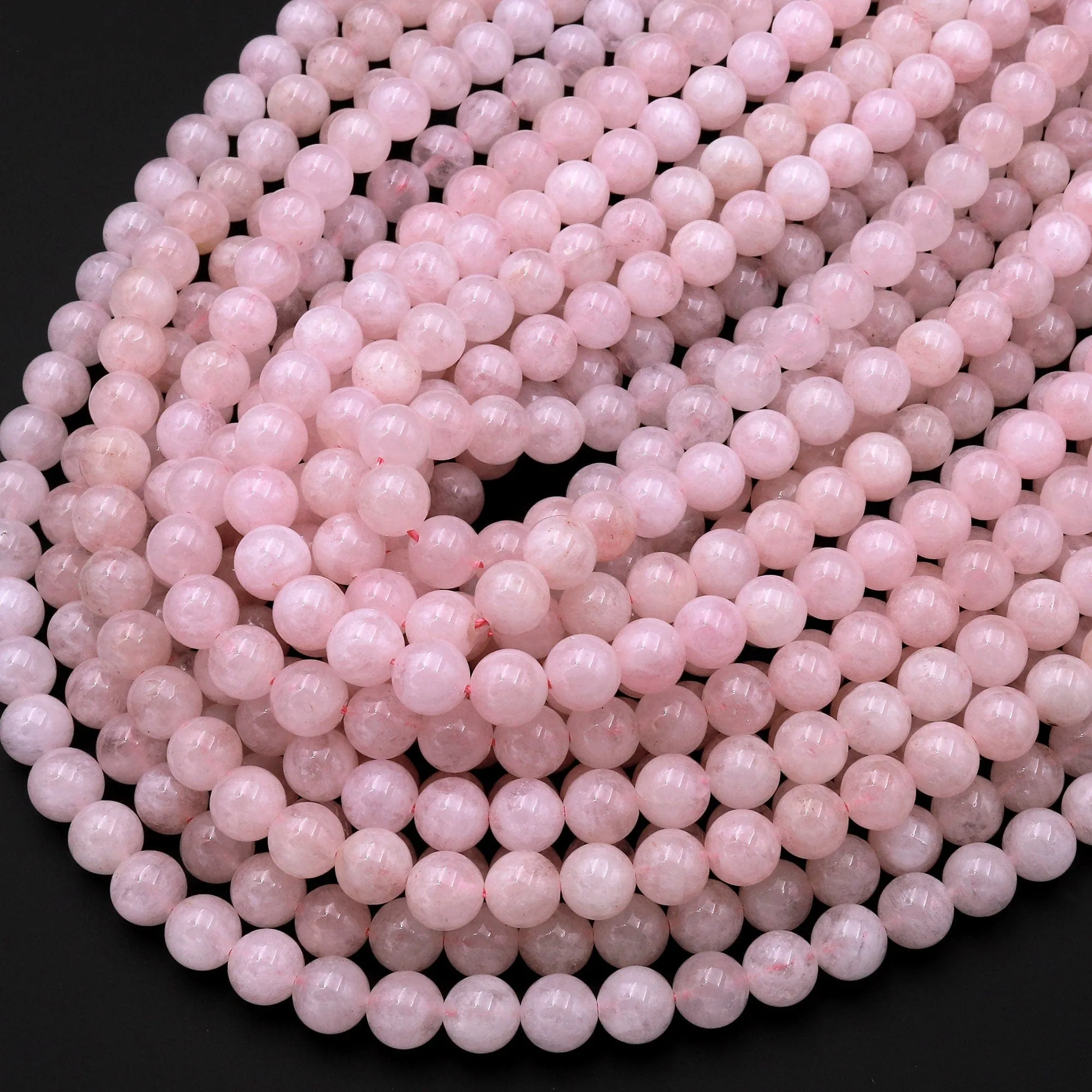 AA Natural Morganite Beads Smooth 6mm 8mm 10mm Round Beads Pink Beryl Aquamarine Gemstone 15.5" Strand