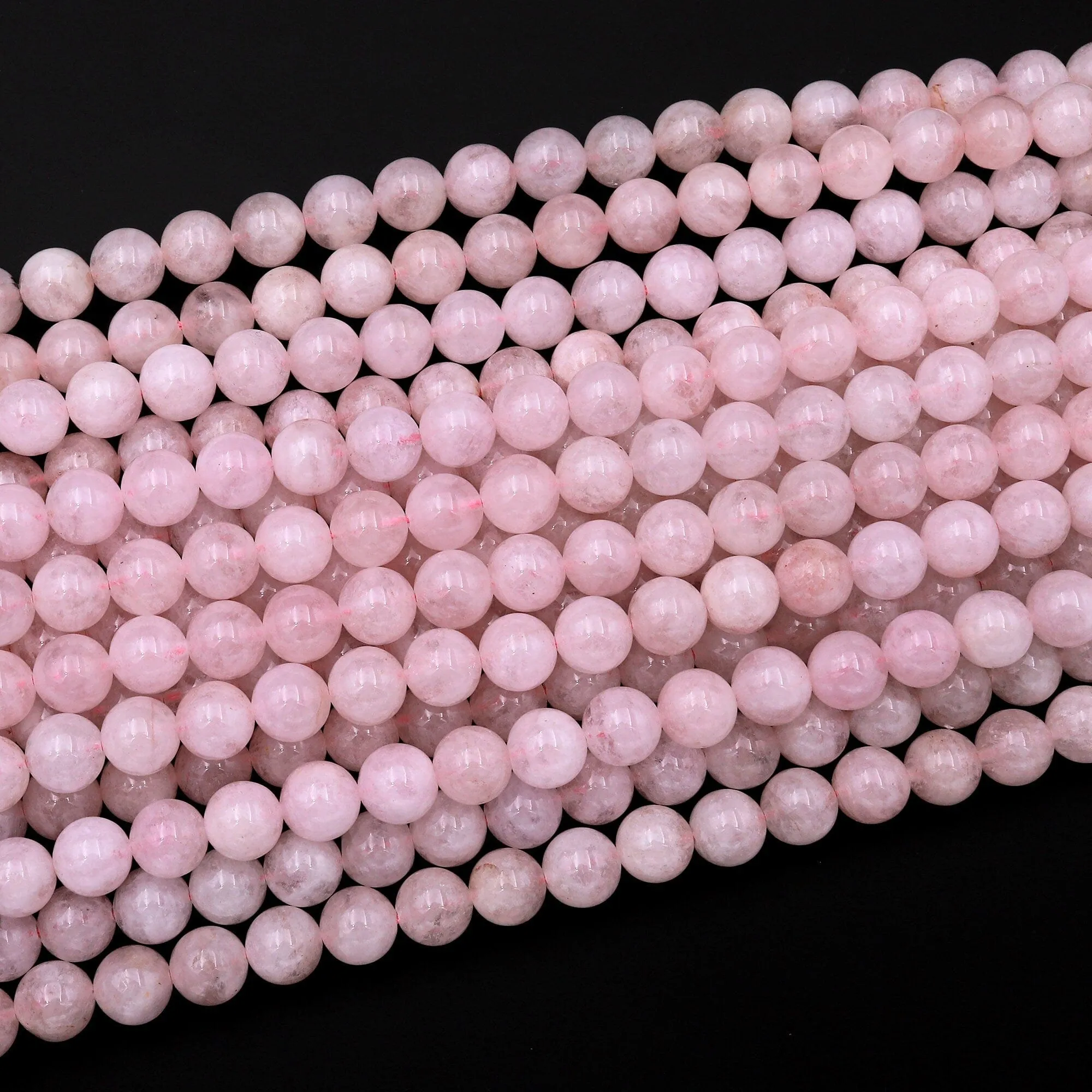 AA Natural Morganite Beads Smooth 6mm 8mm 10mm Round Beads Pink Beryl Aquamarine Gemstone 15.5" Strand