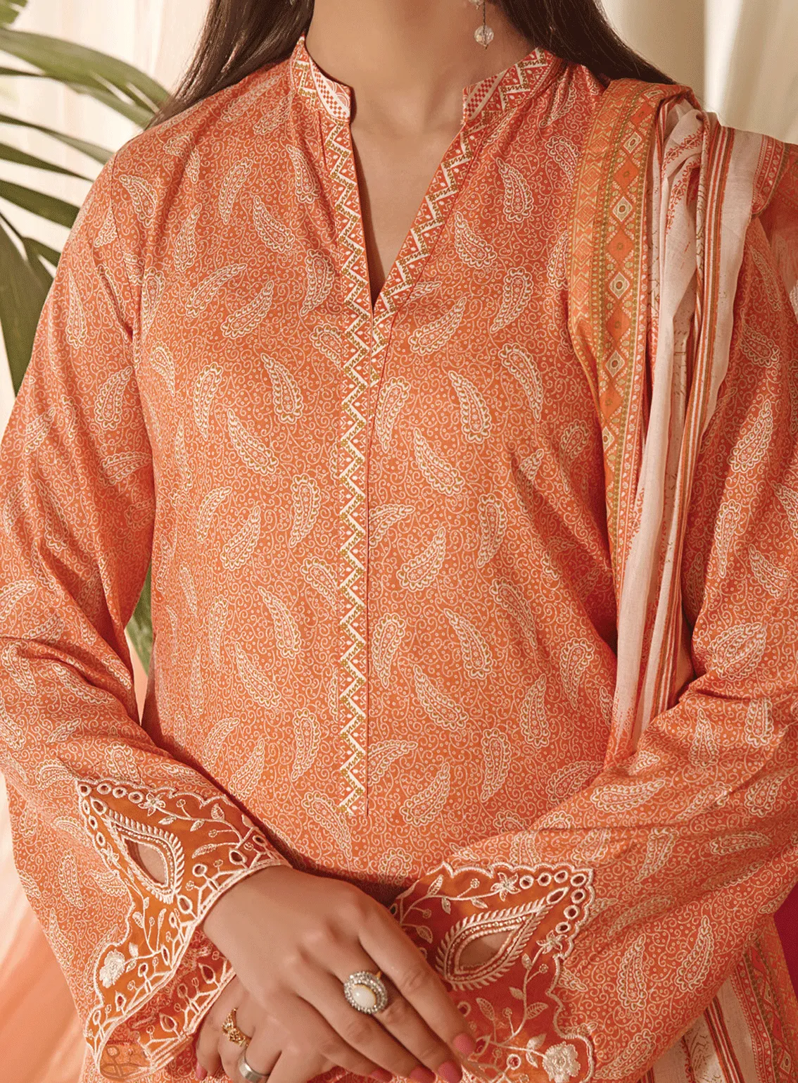 Aiza & Momina By VS Textile Embroidered Cotton Unstitched 3 Piece Suit - VS23AMM 19