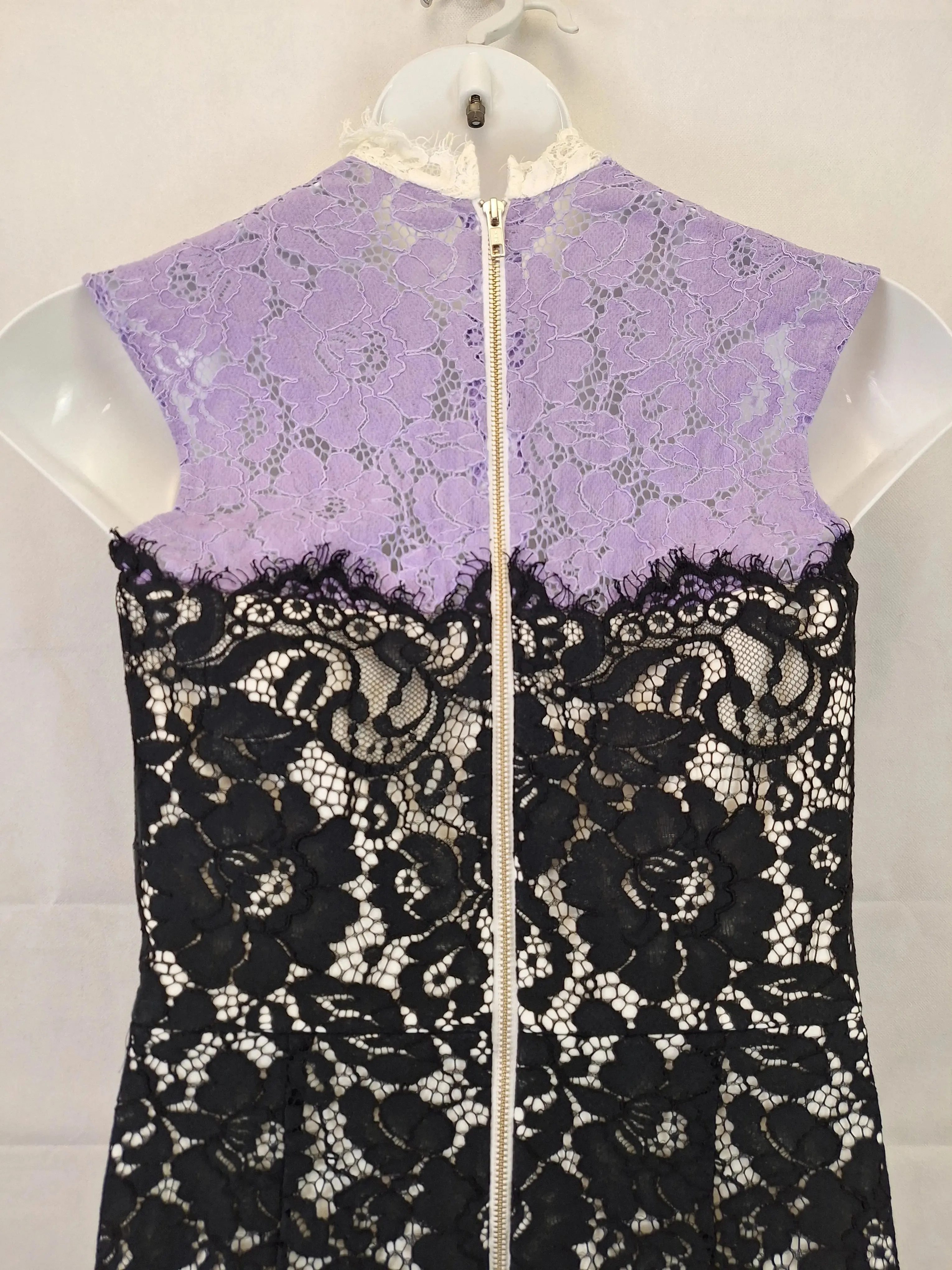 Alex Perry Elegant Lace Tri Colour Midi Dress Size 14