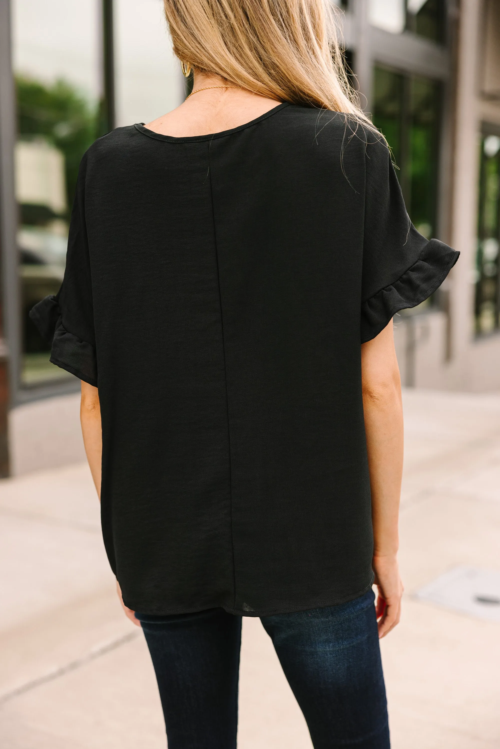 All I Ask Black Ruffled Top