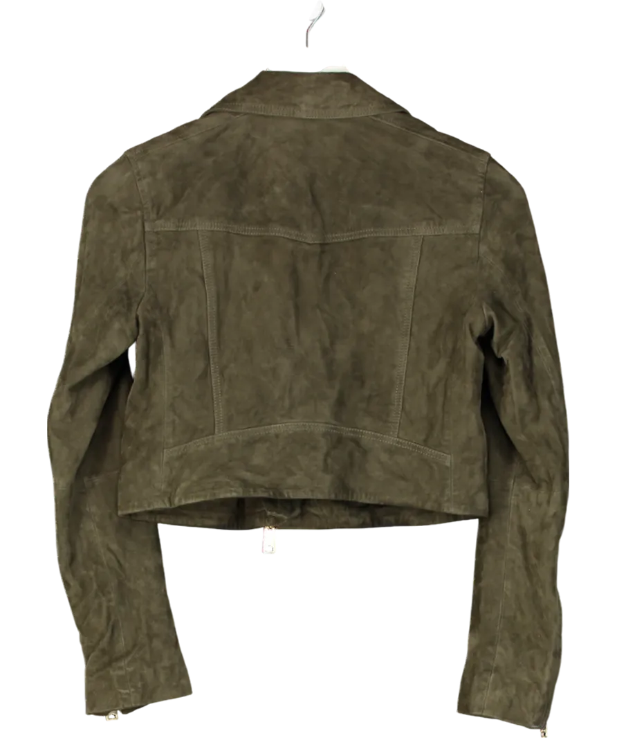 AllSaints Green Suede Balfern Biker Jacket UK 6