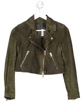 AllSaints Green Suede Balfern Biker Jacket UK 6