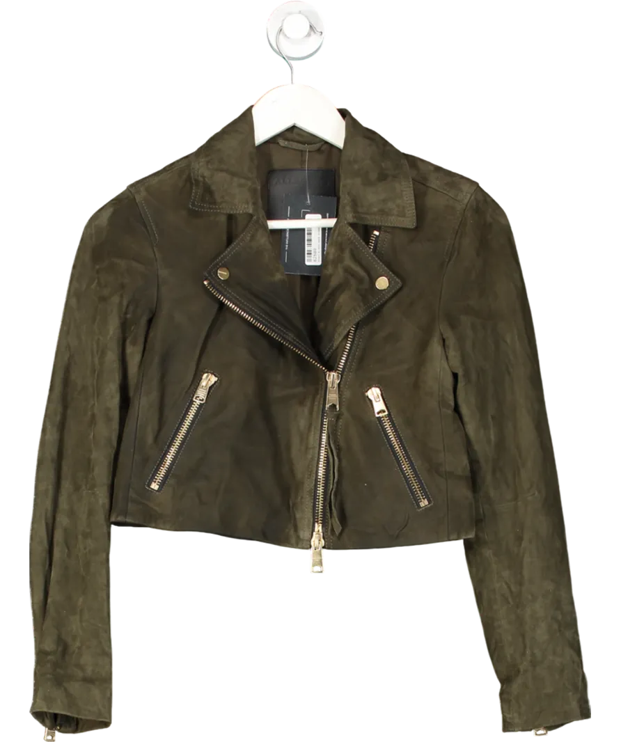 AllSaints Green Suede Balfern Biker Jacket UK 6
