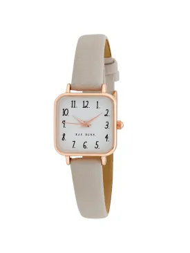 AMY Square Face Vegan Leather Strap Watch in Taupe with Rose Gold, 24mm
