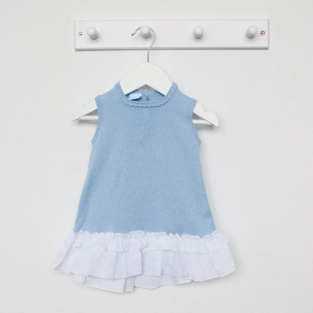 Artesania Granlei Pale Blue Fine Knit Dress with Bow