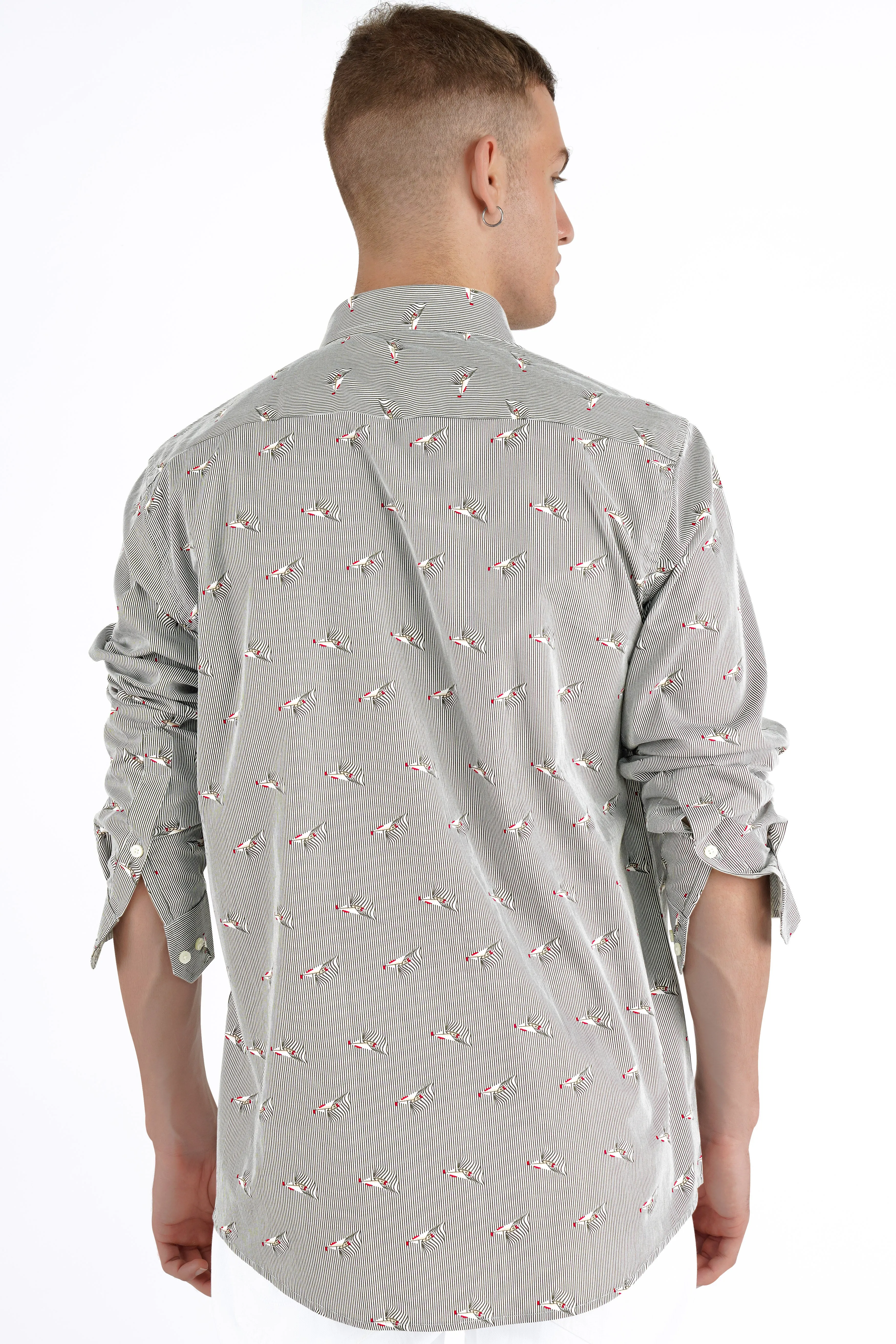 Ash Gray Gorilla Printed Premium Cotton Designer Shirt