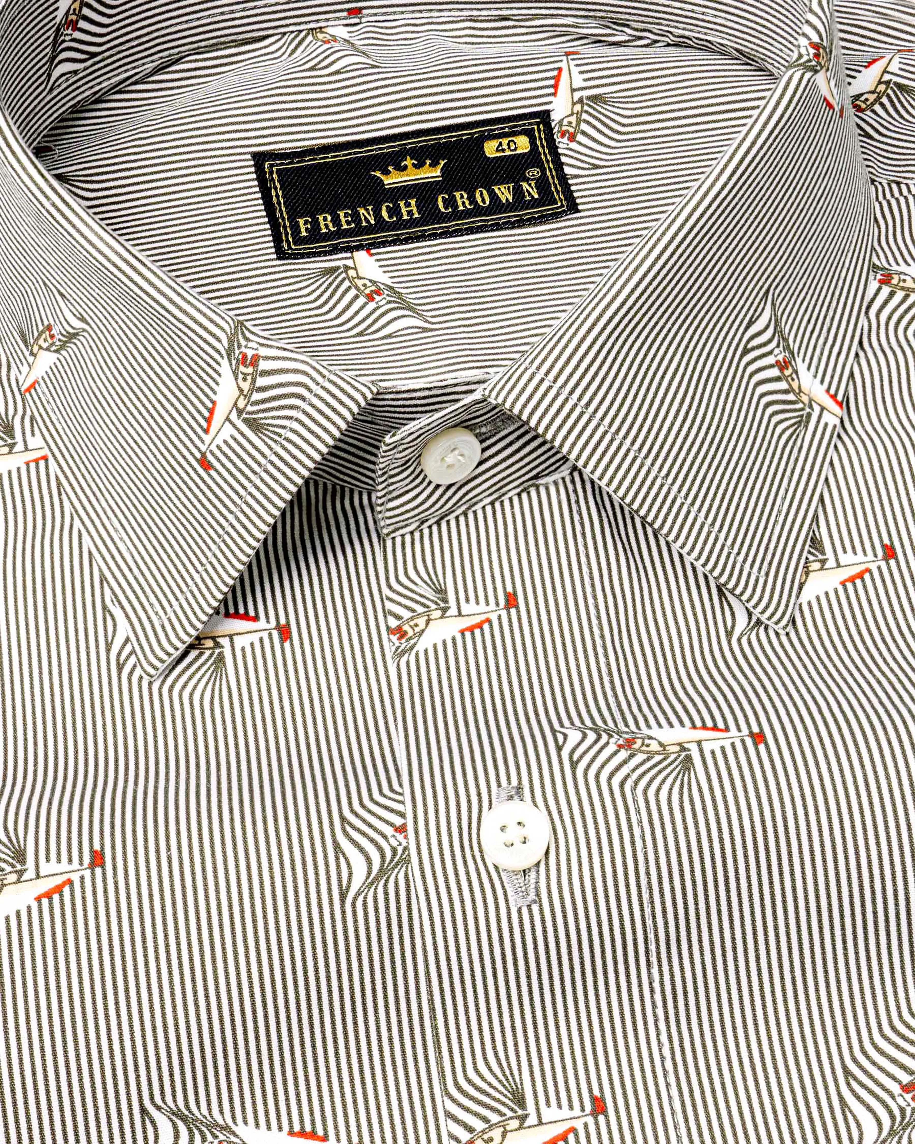 Ash Gray Gorilla Printed Premium Cotton Designer Shirt