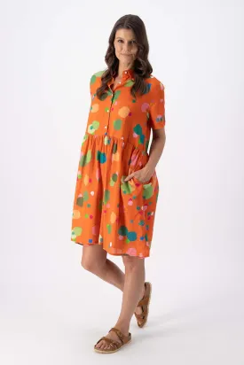 Astra Villa Dress Orange in Seersucker
