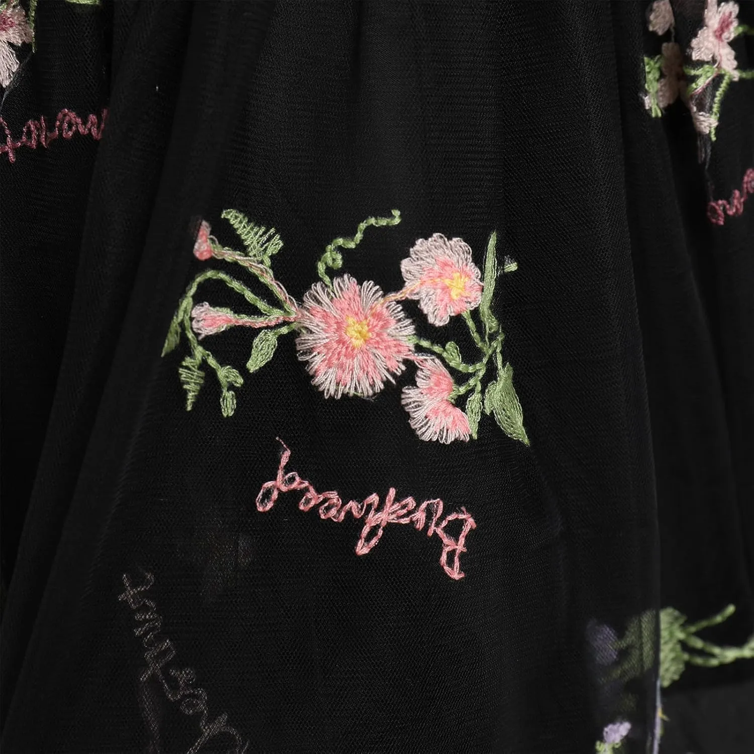 Baby Girls Birthday Party Dress Sleeveless Bowknot Spaghetti Straps Floral Embroidered Tulle Tutu Baby Flower Girl Dress
