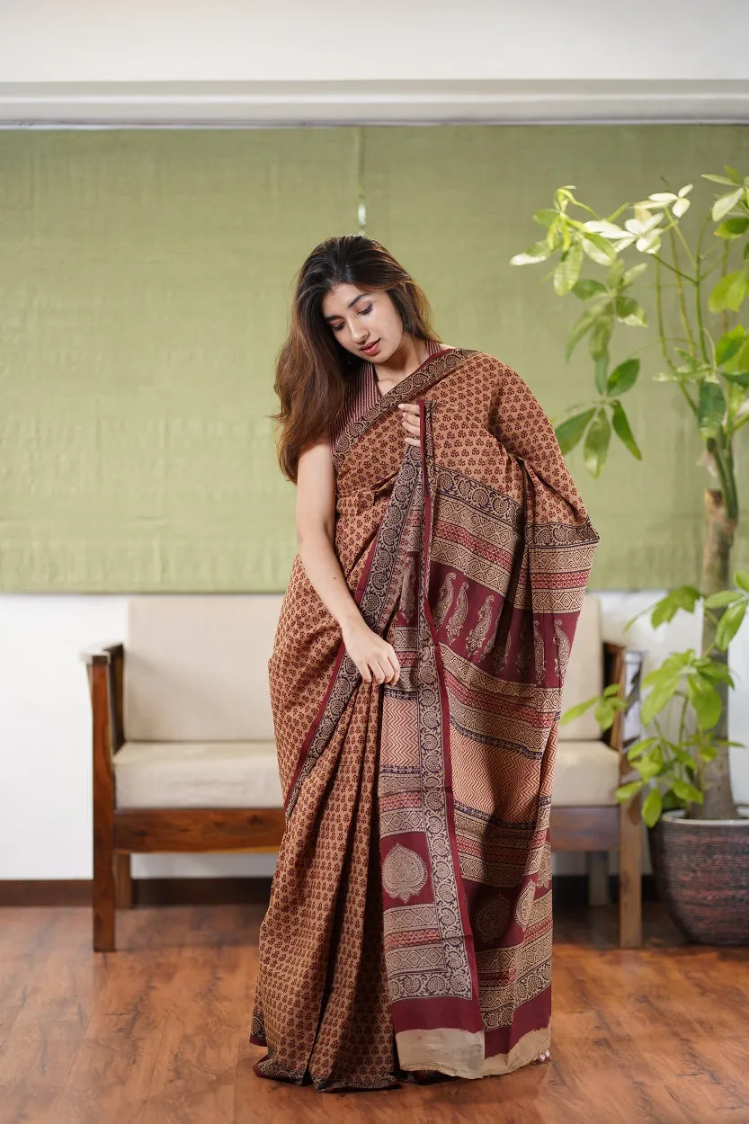 Bagh Hand Block Printed Cotton Saree