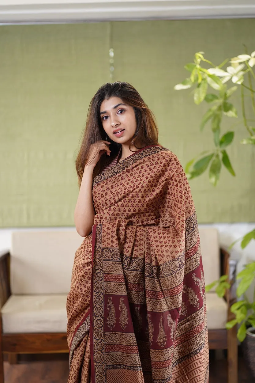 Bagh Hand Block Printed Cotton Saree