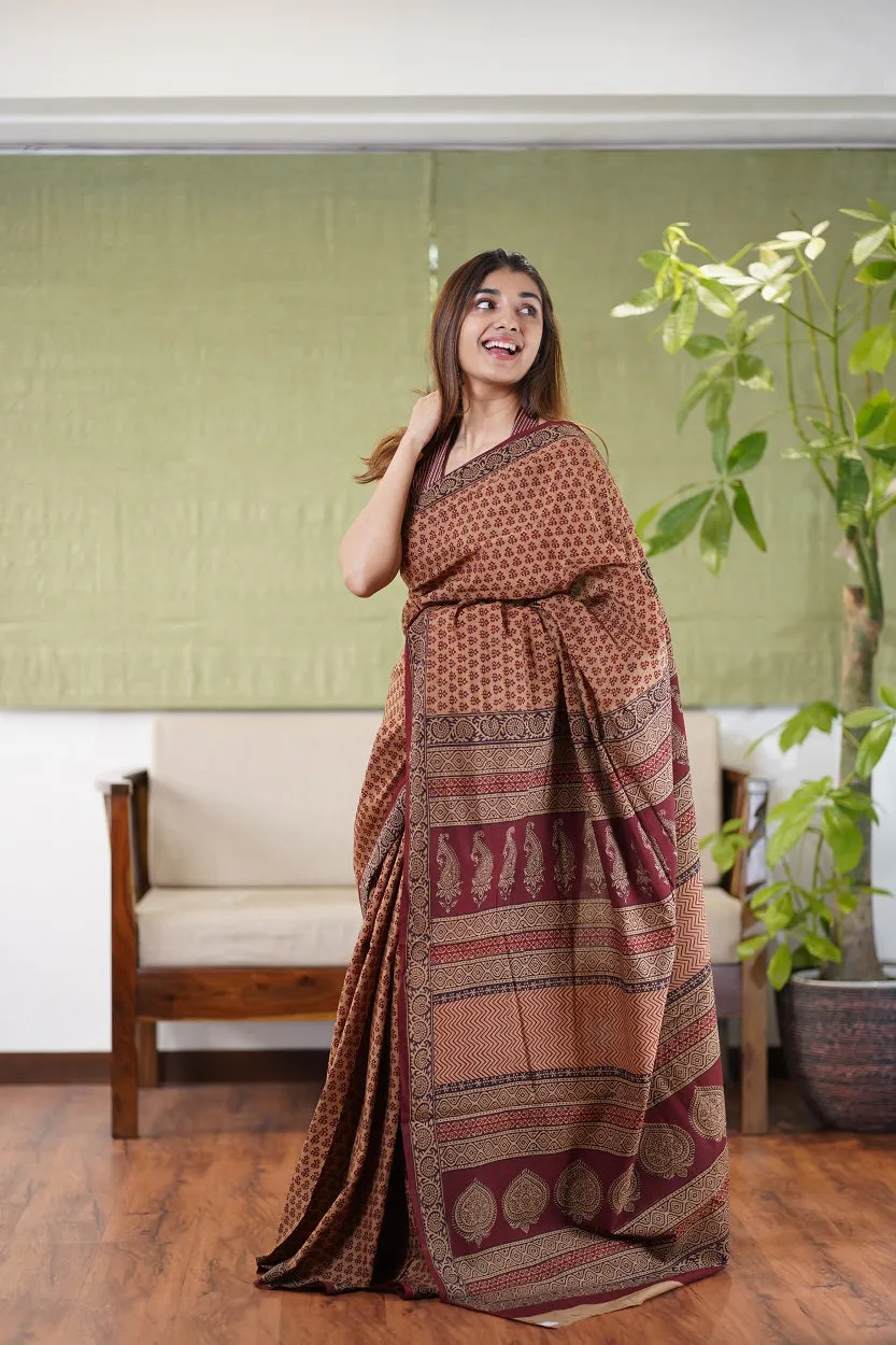 Bagh Hand Block Printed Cotton Saree
