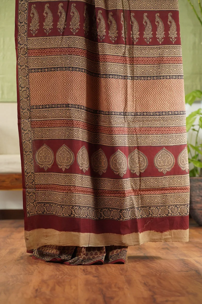 Bagh Hand Block Printed Cotton Saree
