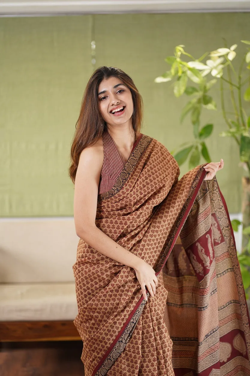 Bagh Hand Block Printed Cotton Saree