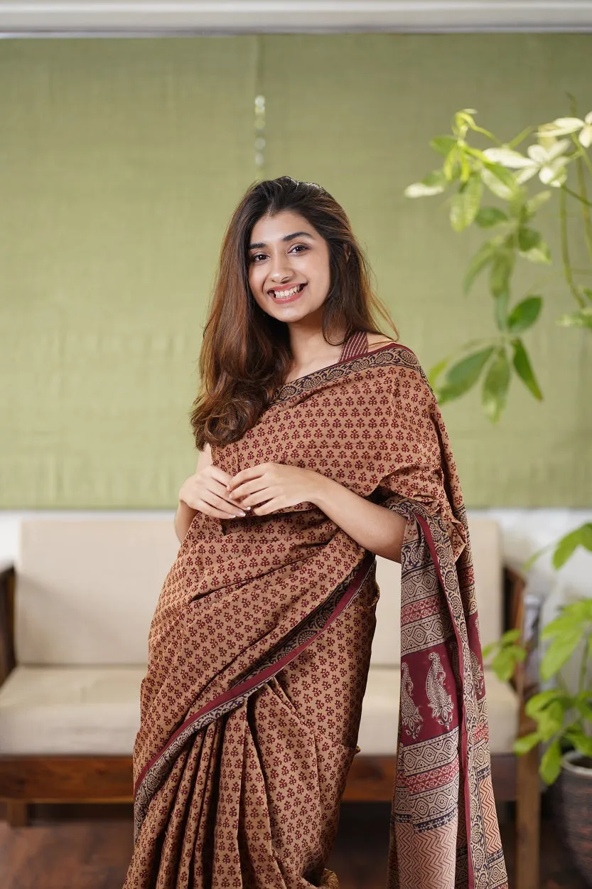 Bagh Hand Block Printed Cotton Saree