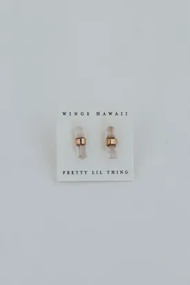 Banded Crystal Studs - Pink Tourmaline 14k Rose Gold