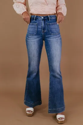 Beau Bell Bottom Trouser, Medium Wash RISEN