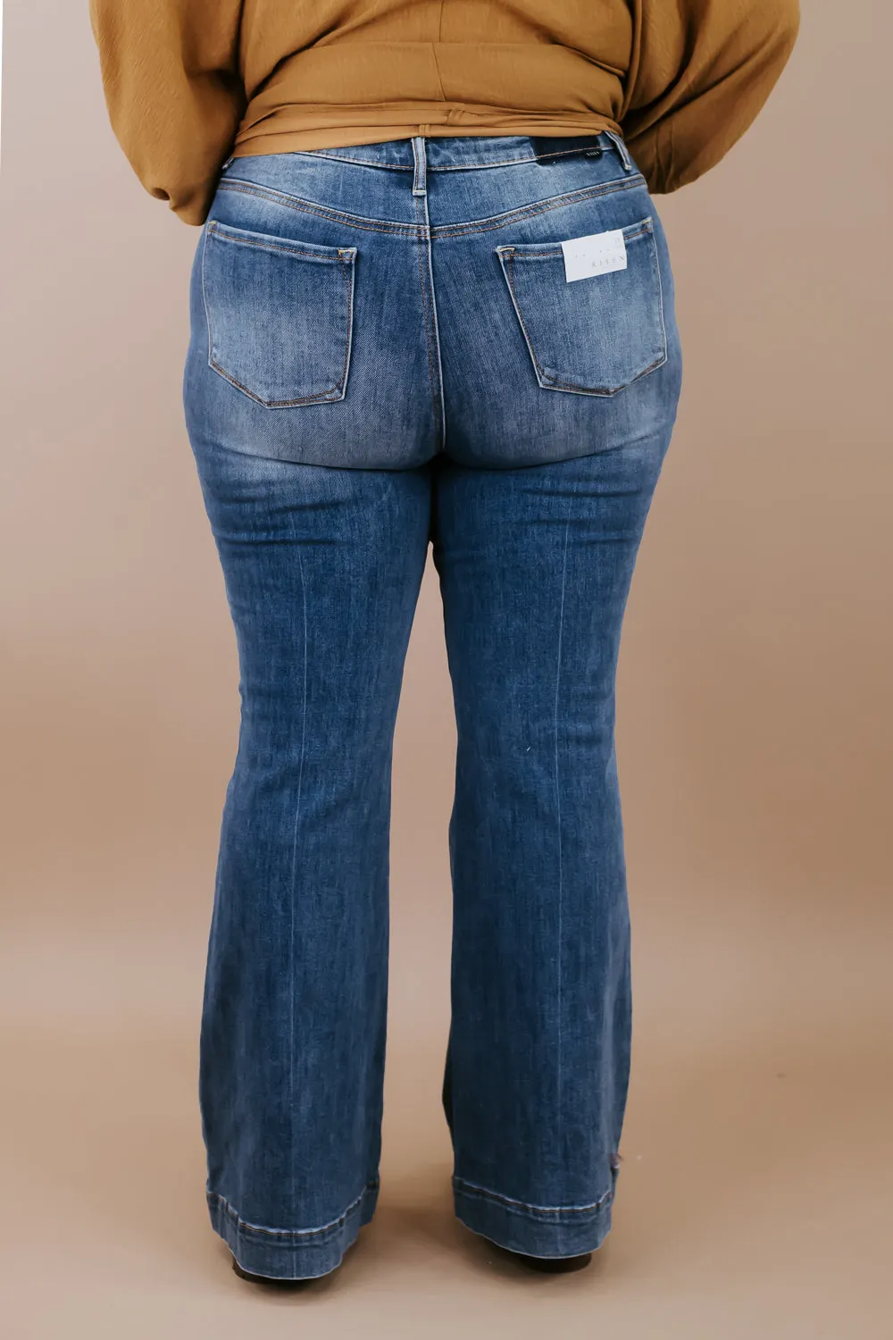 Beau Bell Bottom Trouser, Medium Wash RISEN
