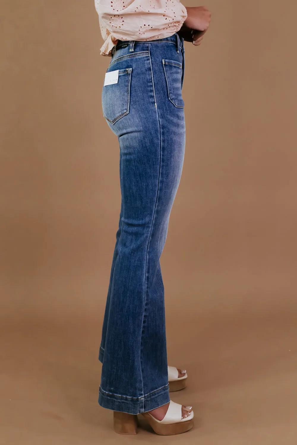 Beau Bell Bottom Trouser, Medium Wash RISEN