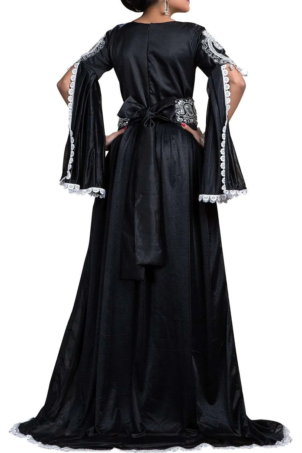 Black Color Georgette Bridal Moroccan Kaftan