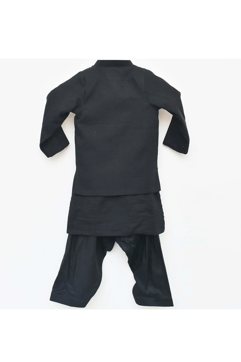 Black deer embroidered jacket with kurta set