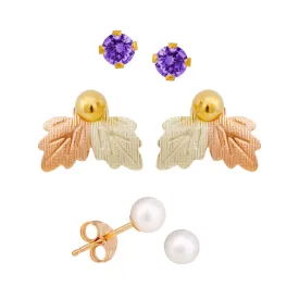 Black Hills Gold Birthstone Earring Set - February