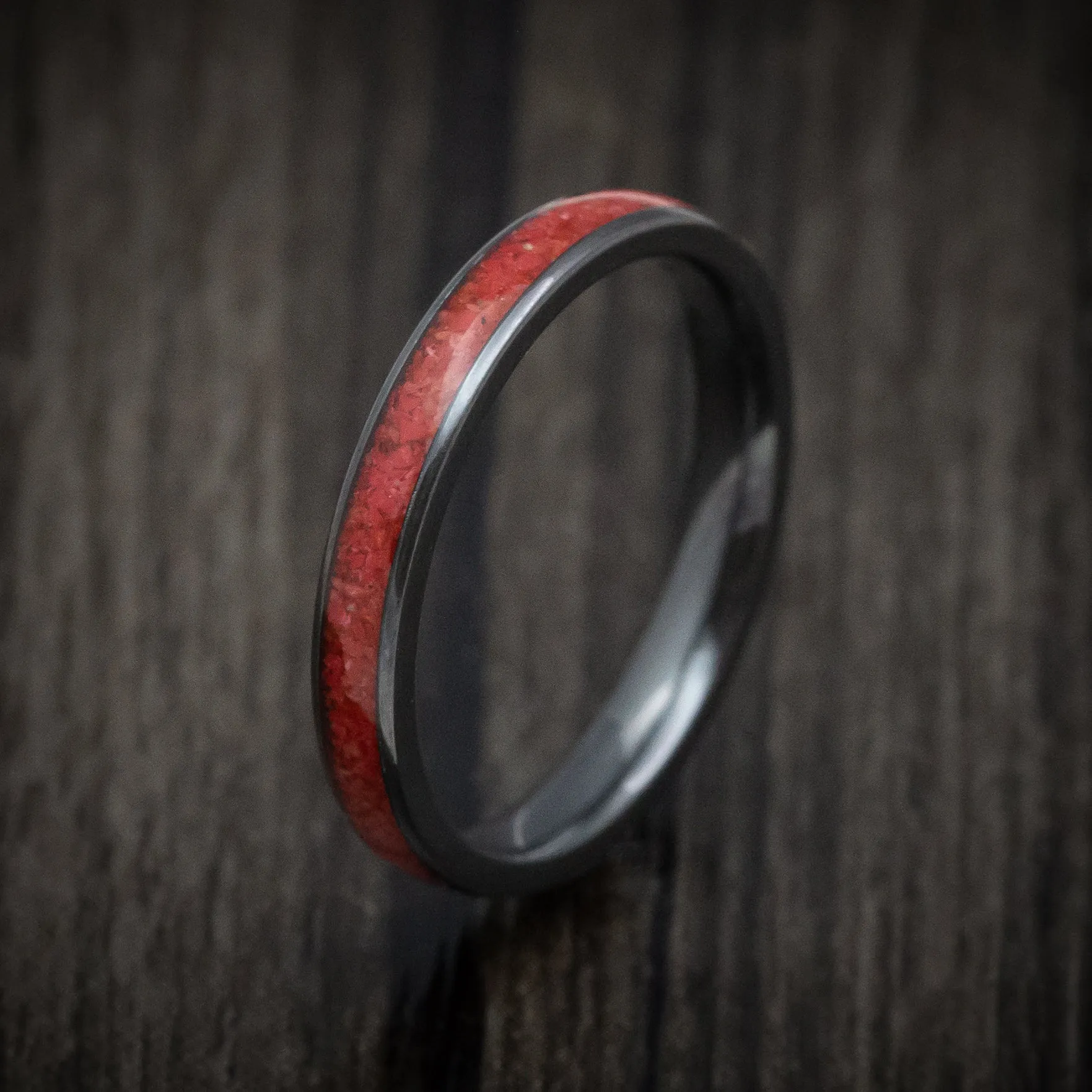 Black Titanium and Coral Men's Ring Custom Made