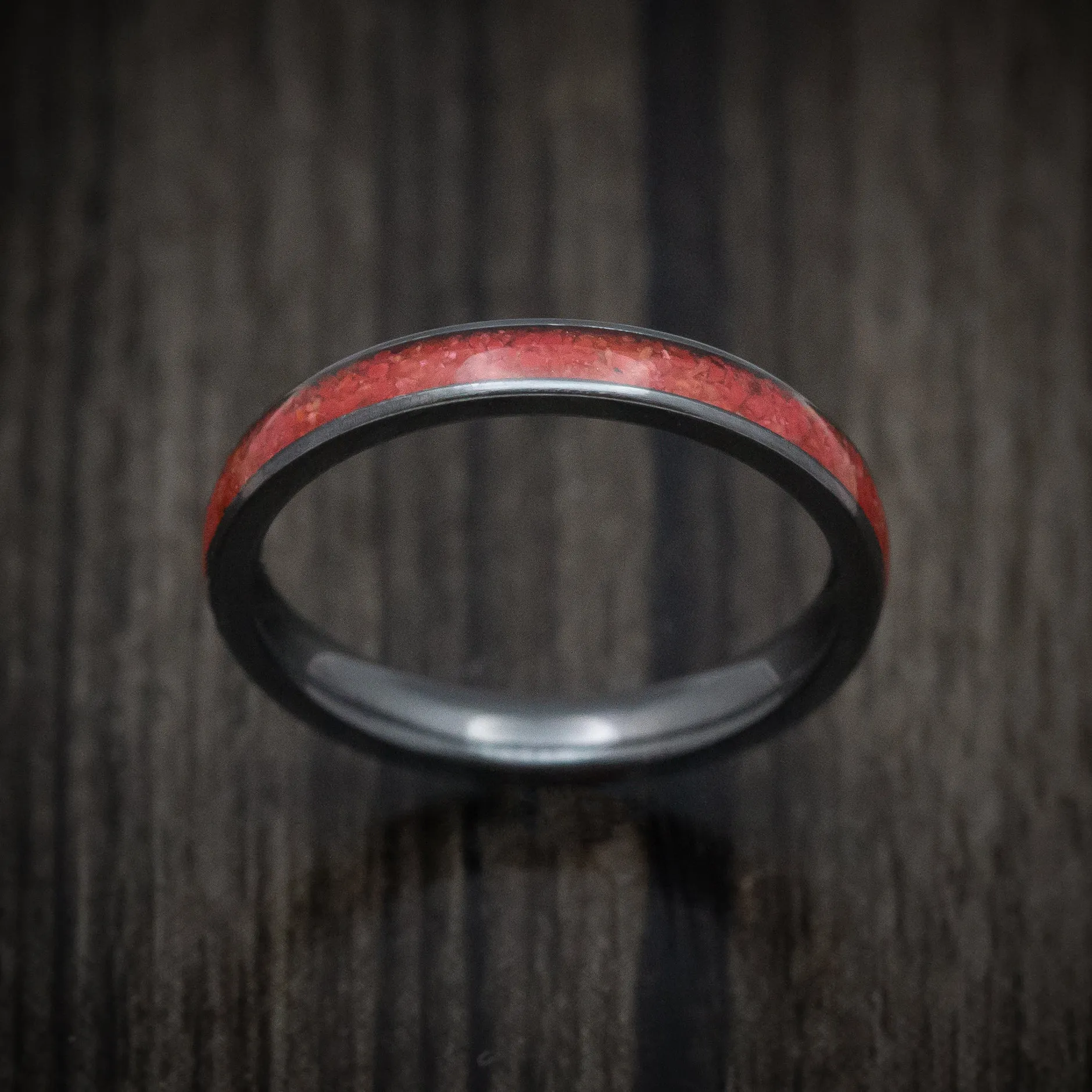 Black Titanium and Coral Men's Ring Custom Made