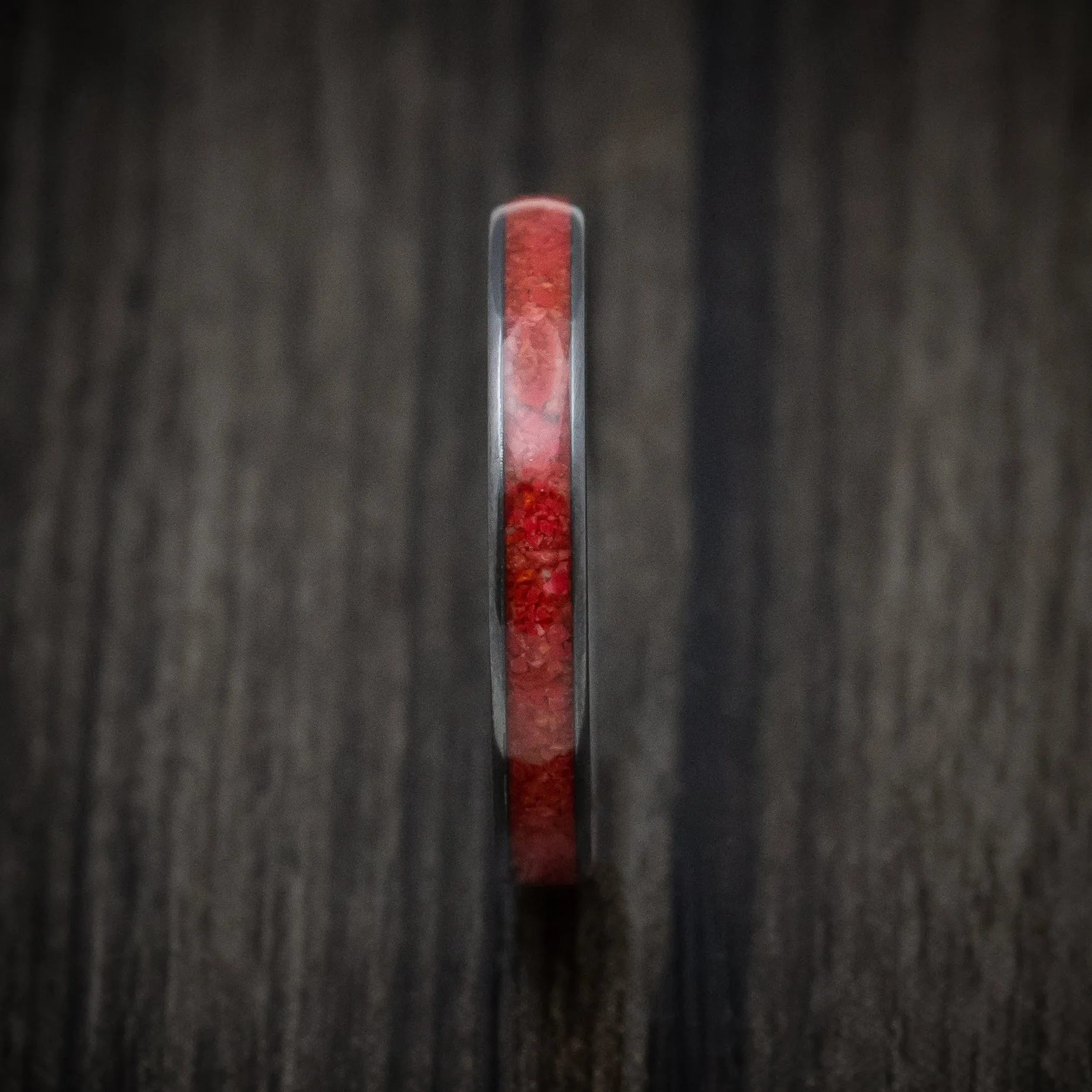 Black Titanium and Coral Men's Ring Custom Made