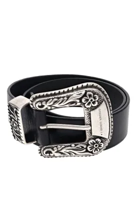 Black Washed Leather Belt