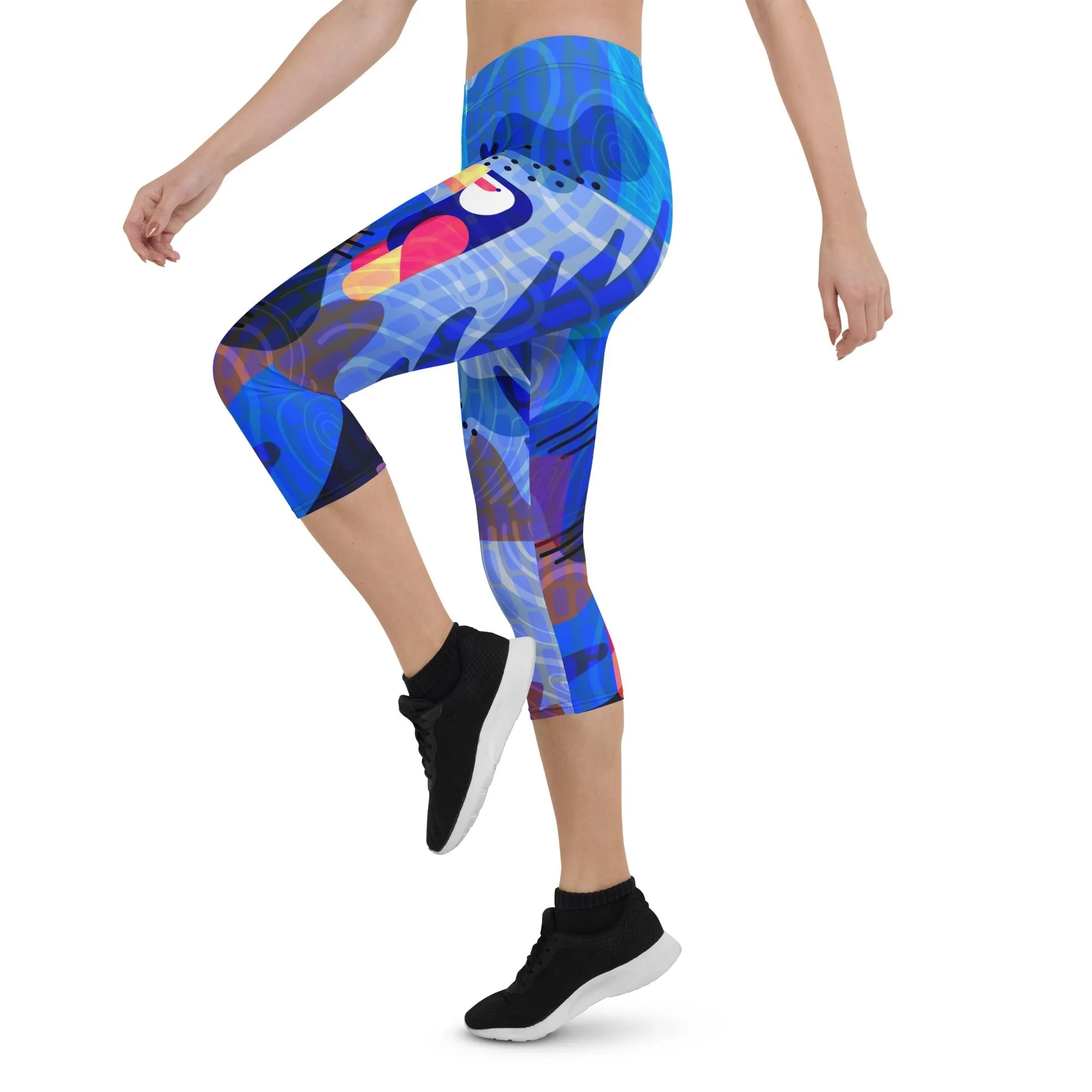 Blue Abstract Capris