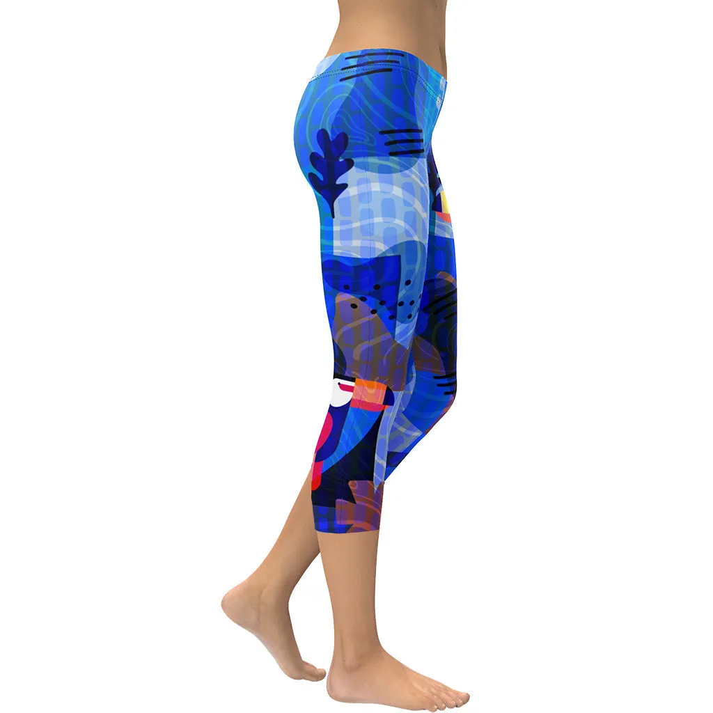 Blue Abstract Capris
