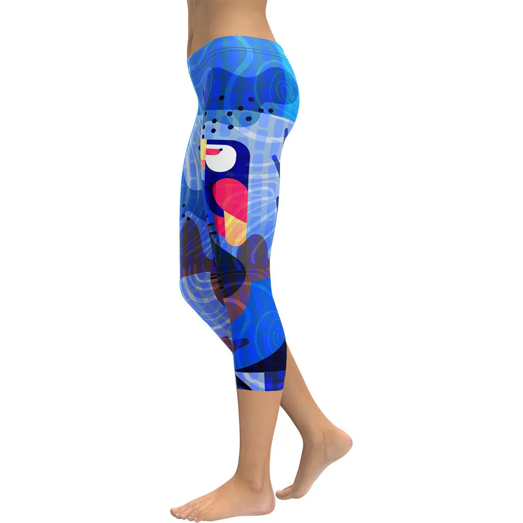Blue Abstract Capris